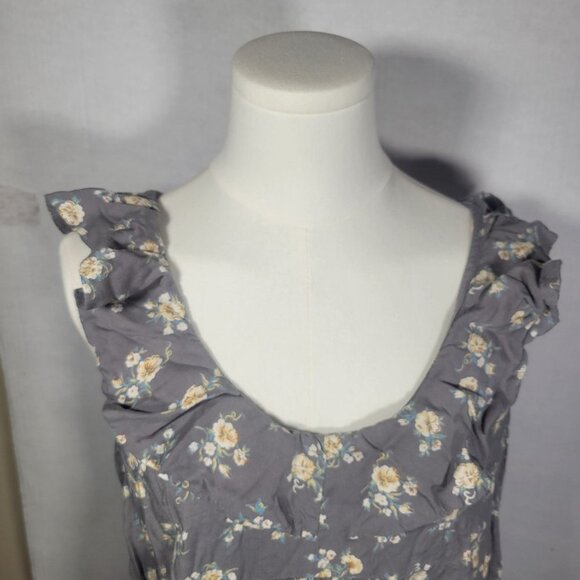 Pins And Needles Gray Floral Ruffled Sleeveless Mini Dress With Pockets Size M - Picture 2 of 10
